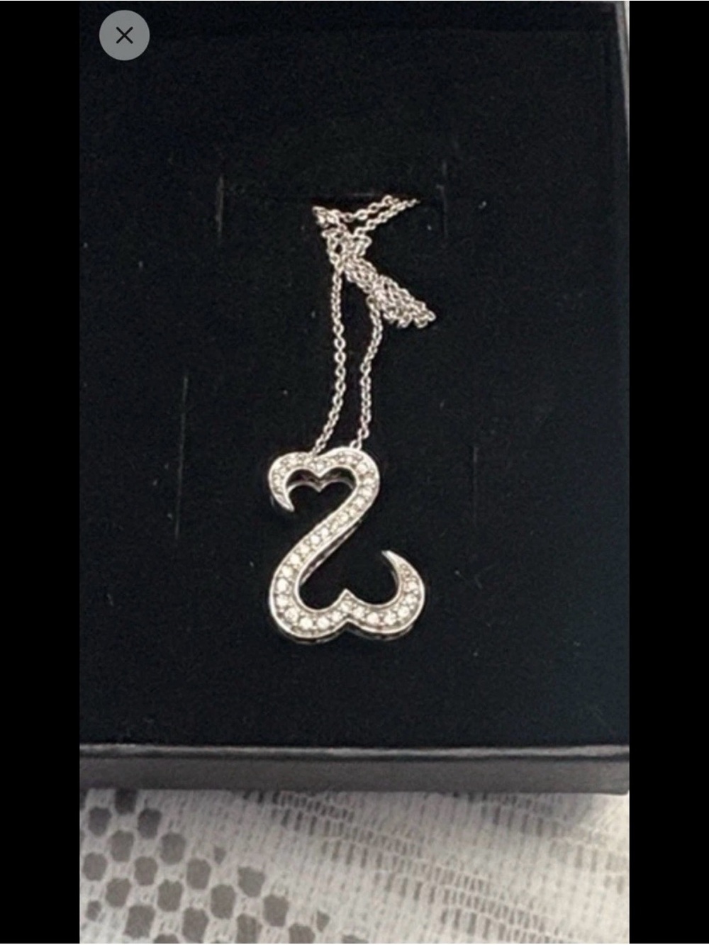 Jane anymore open heart necklace 1990’s with white gold chain
